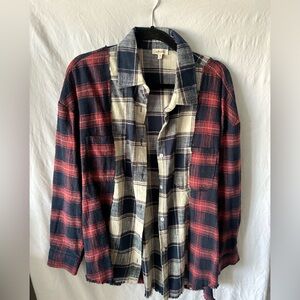 Plaid over sized shirt.